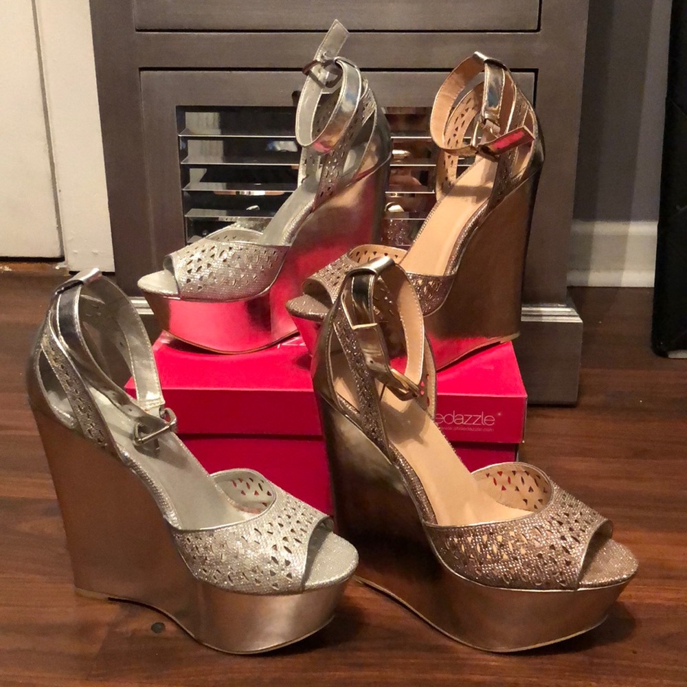 What a steal!! both pairs for $18 wedge size 8.5